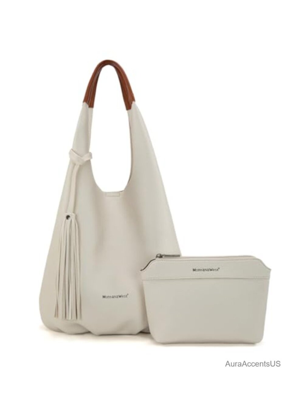 Montana West Hobo Bag Slouchy 2PCS Vegan Leather Shoulder Handbag with Cosmetic